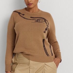 Lauren Ralph Lauren belting motif Equestrian RLL Monogram Crewneck Sweater 1X